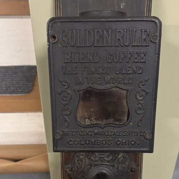 Vintage Black and Brown Wall-Mounted Coffee Grinder - Picture 5 of 10